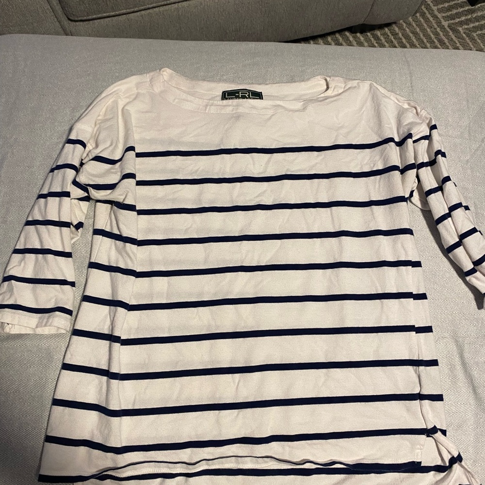 Ralph Lauren Striped White and Navy Top